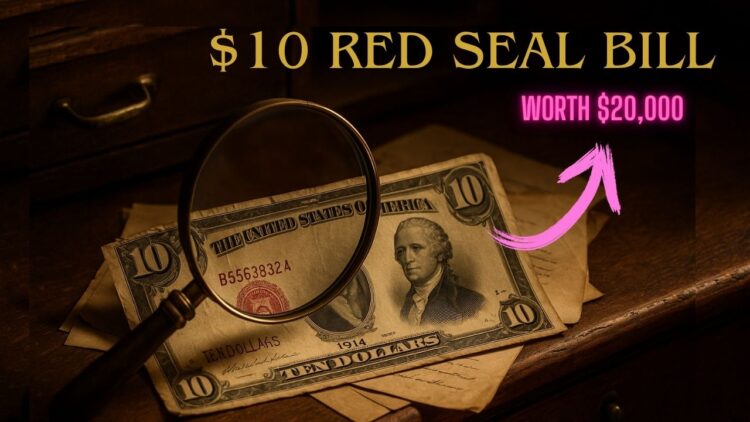 1914 $10 Red Seal Bill Discovery Antique Desk Find Now Worth $20,000